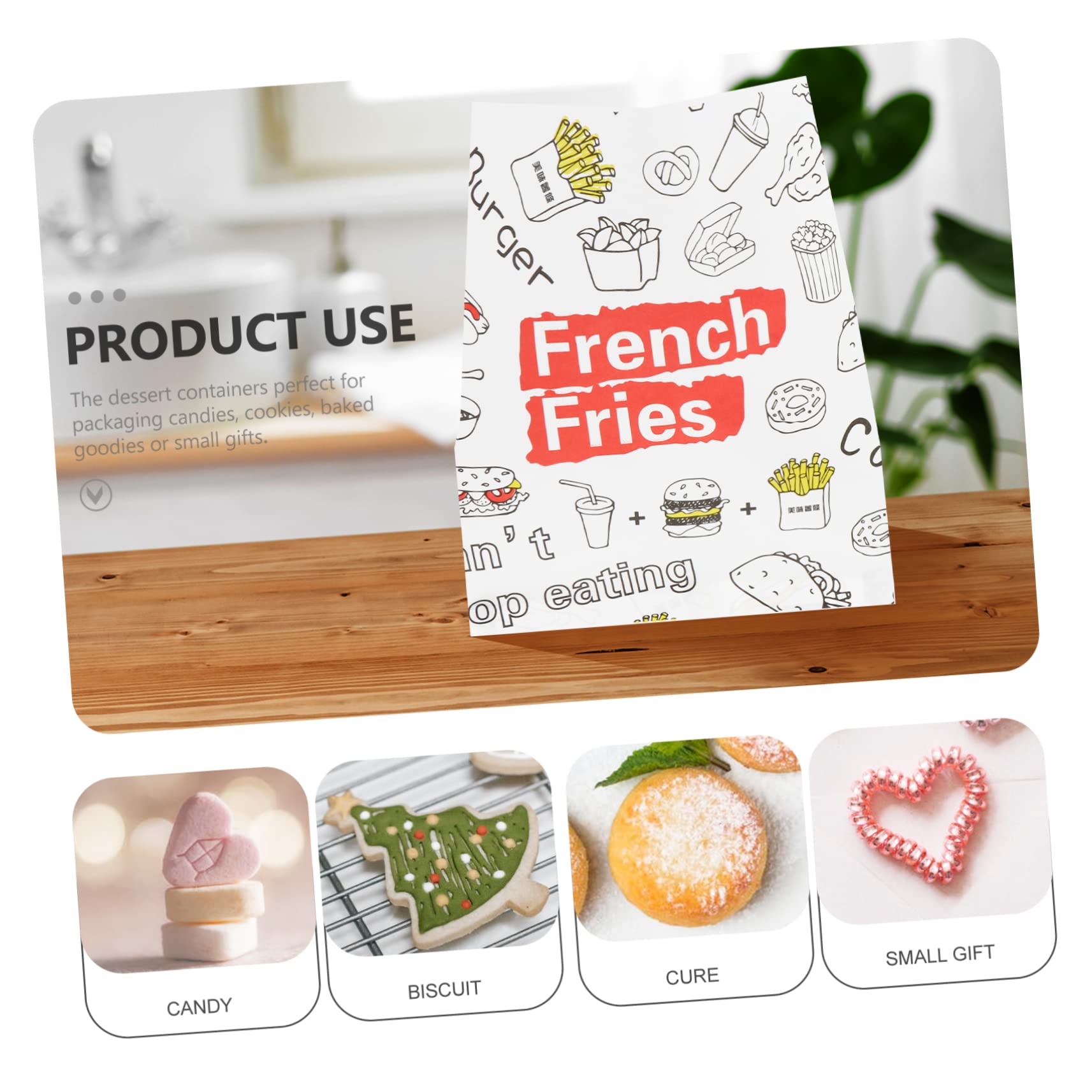 Einweg Papiertüten für Snacks 300 Stück Lebensmittelsicher Kraftpapier für Pommes Frites und Hähnchenflügel Praktische Snackverpackung