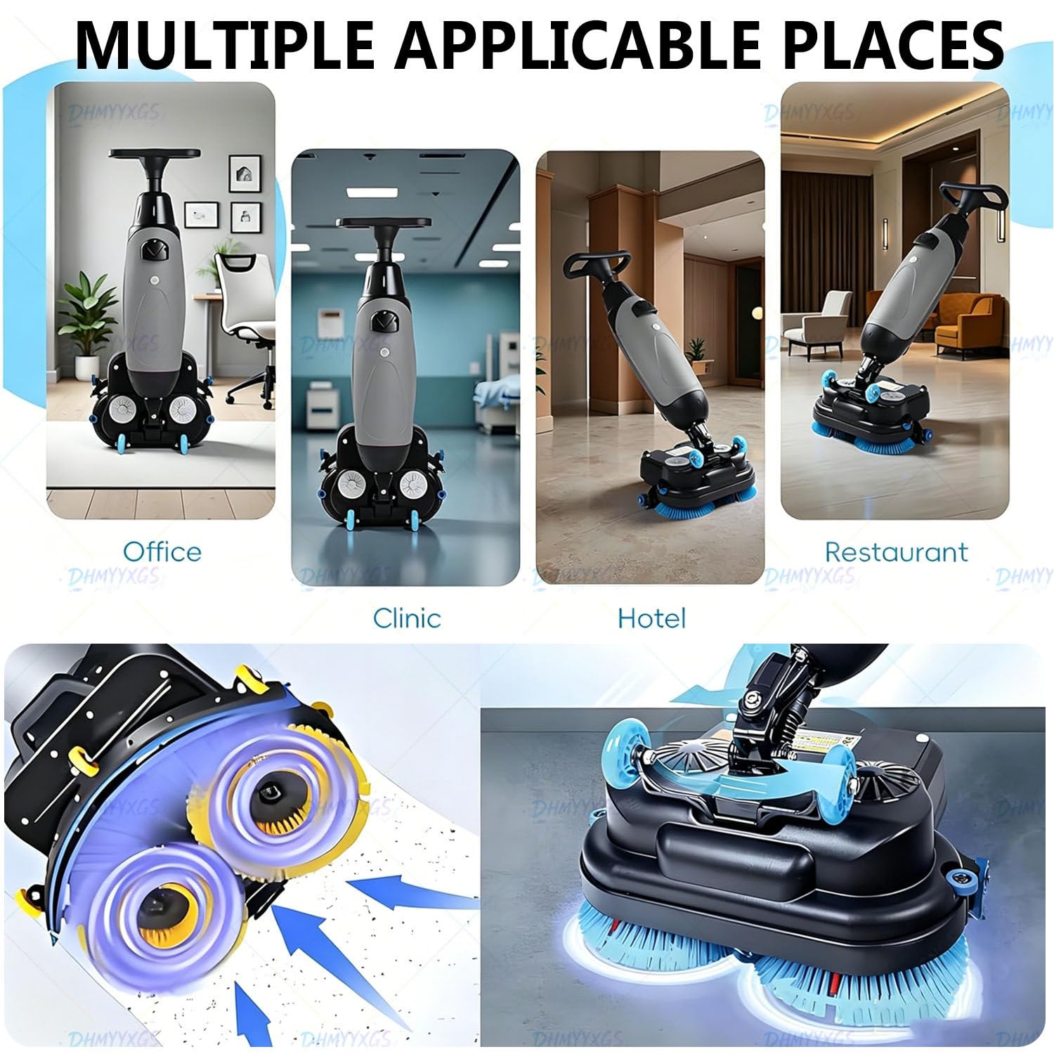Fregadora Pisos Autopropulsada Profesional Multifuncional,Pulidora Abrillantadora con Cepillo Doble,Limpieza Eficiente para Espacios Domésticos,Comerciales E Industriales Grey