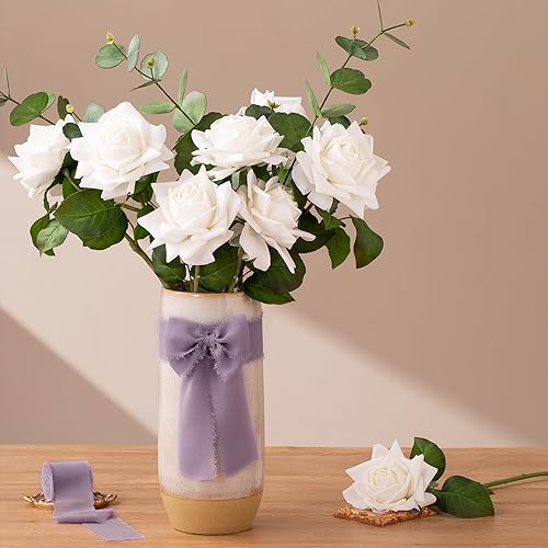 Miniatura 2 de Doris Home - Cinta de gasa hecha a mano con flecos, 2 pulgadas x 7 yardas, juego de 3 rollos de cintas para invitaciones de boda, ramos de regalo,