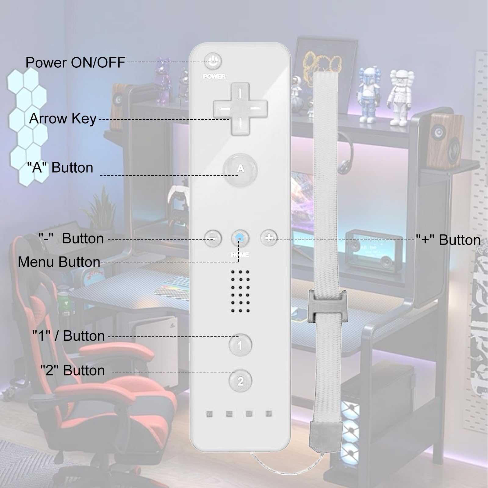 Leikurvo Lot de 2 manettes Wii Remote, incluant une télécommande Wii et un Nunchuk pour consoles Wii/Wii U (Blanc)