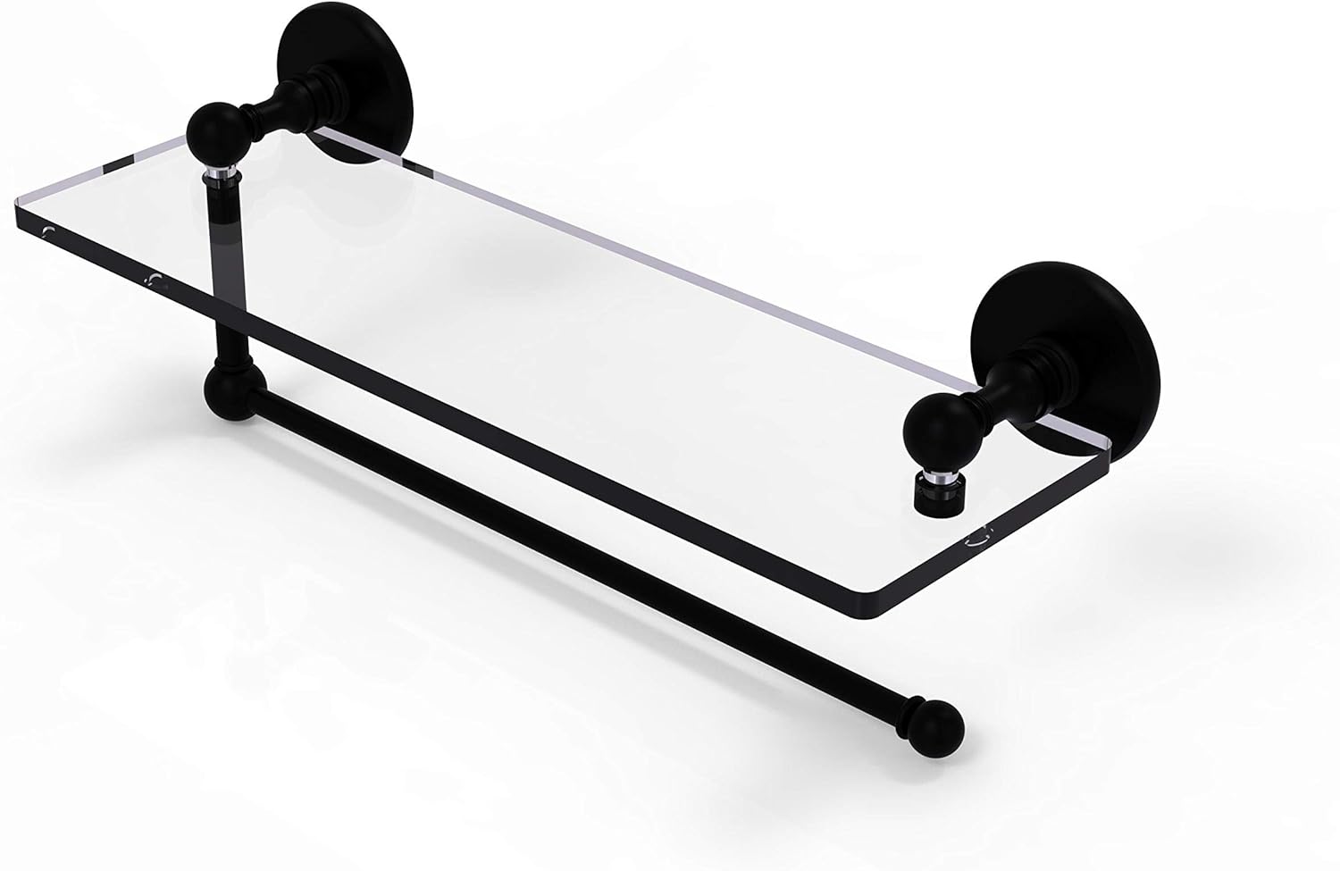 Allied Brass Prestige Skyline Collection 16 Inch Glass Shelf Paper Towel Holder, Matte Black