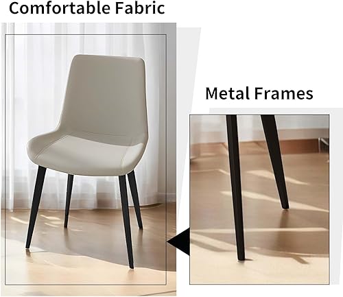 Vista 83 de Sillas de comedor, modernas sillas de comedor de piel sintética con patas de metal resistentes, asiento tapizado, sillas laterales decorativas