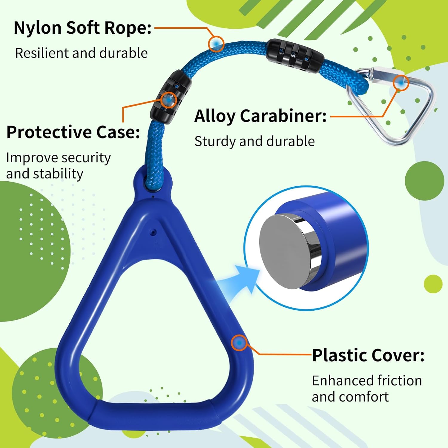 Vdealen Pack of 6 Climbing Rings for Children, Outdoor Indoor Children's Ninja Rings for Hanging, Load Capacity up to 160 kg