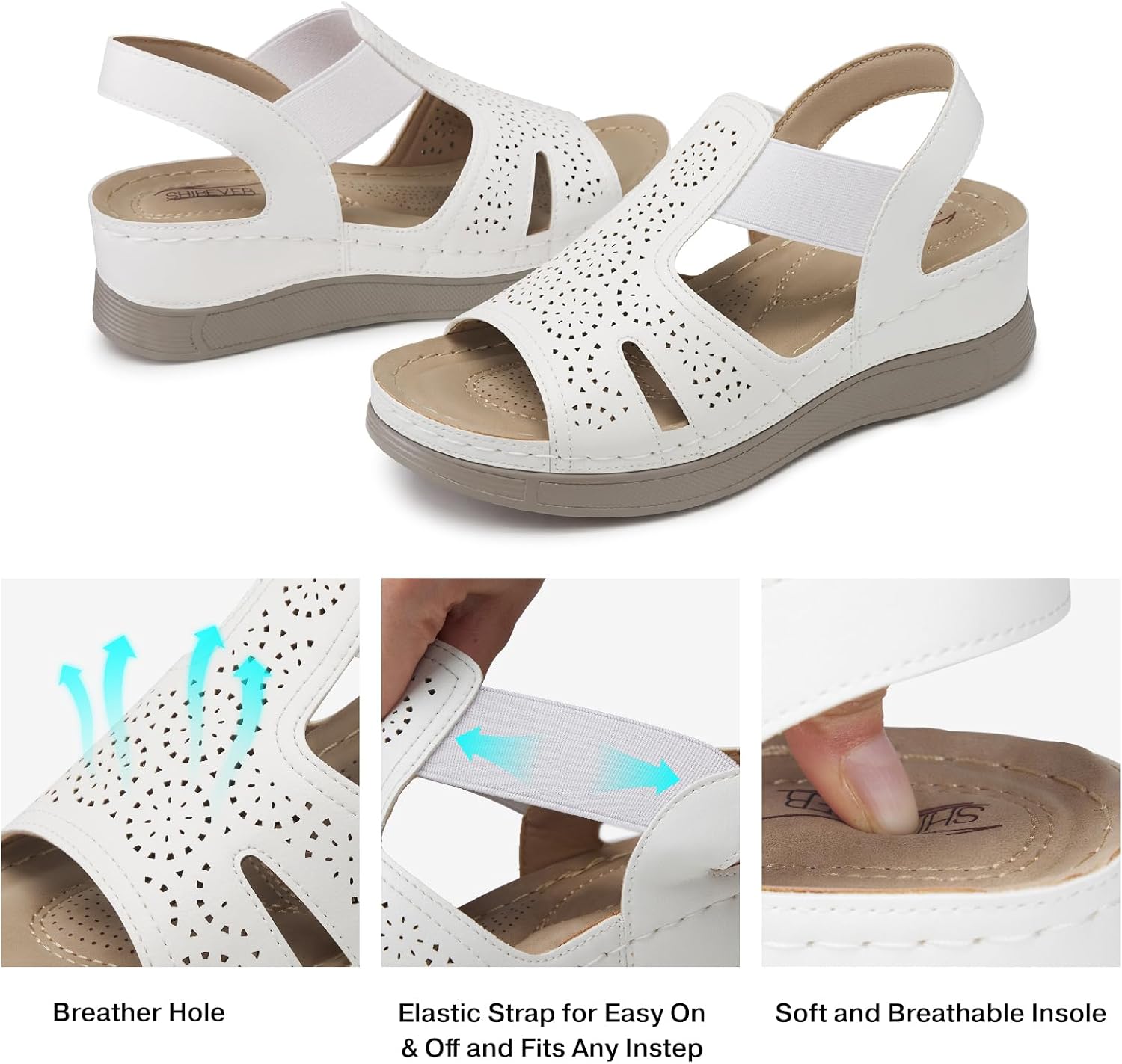 SHIBEVER Wedge Sandals Women Comfortable: Low Heel Wedges Casual Summer image 5