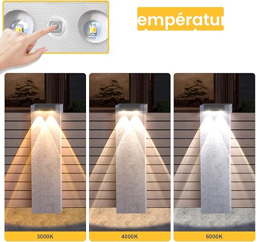 Liyade Luci solari per recinzione, 4 lampade solari per giardino esterno, luci solari impermeabili per terrazza con 3 modalità di illuminazione, luce solare da parete per esterni, recinzione - 3