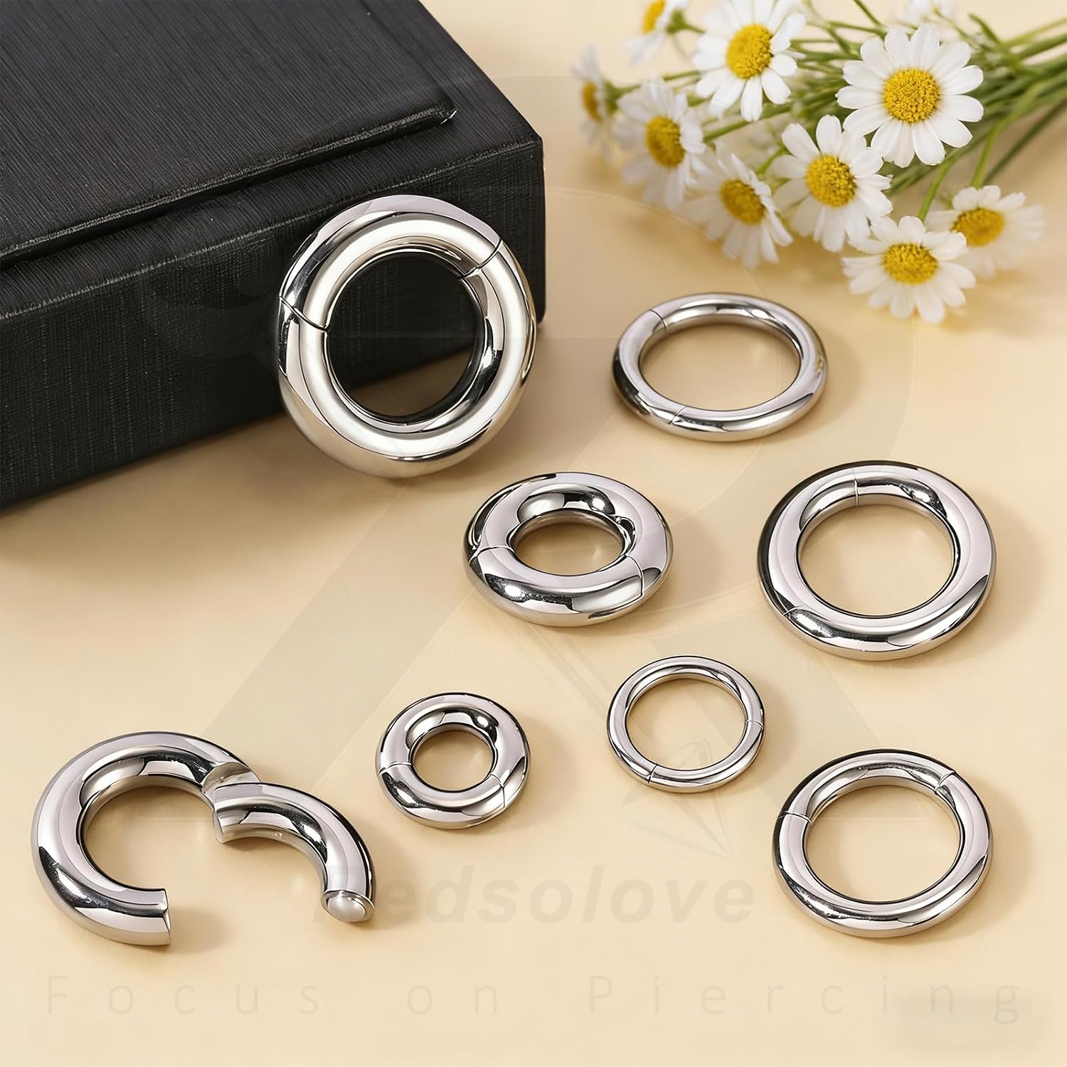 Surgical Steel Hinged Septum Rings 2G 4G 6G 8G 10G 12G Segment Clicker Large CBR PA Piercing Nose Jewelry Gauge Hoop Earrings for Conch Helix Tragus Daith