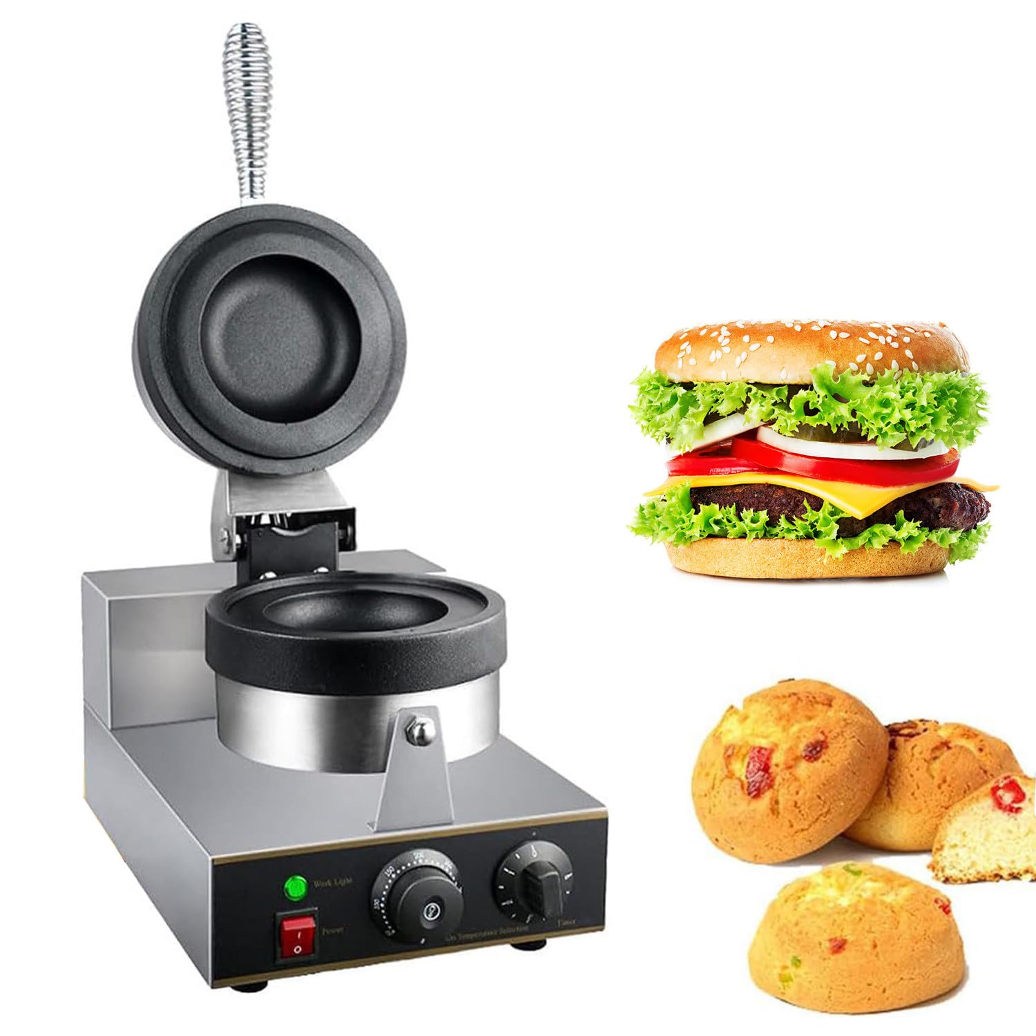 ANXYYDS Electric Waffle Maker, Panini Press Sandwich Maker Ice Cream Brioche Hamburger Maker Panini Press Machine Non-stick Plates Independent Temperature Control for Bakeries, Restaurants A