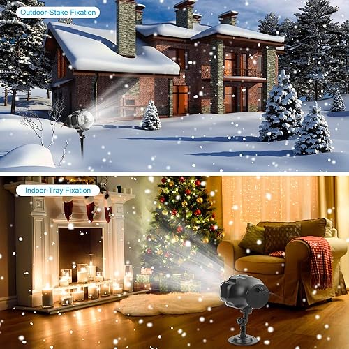 Miniatura 3 de Elec3 Proyector LED de nieve de Navidad para exteriores, impermeable, giratorio, proyección de nieve, luces decorativas con temporizador, control