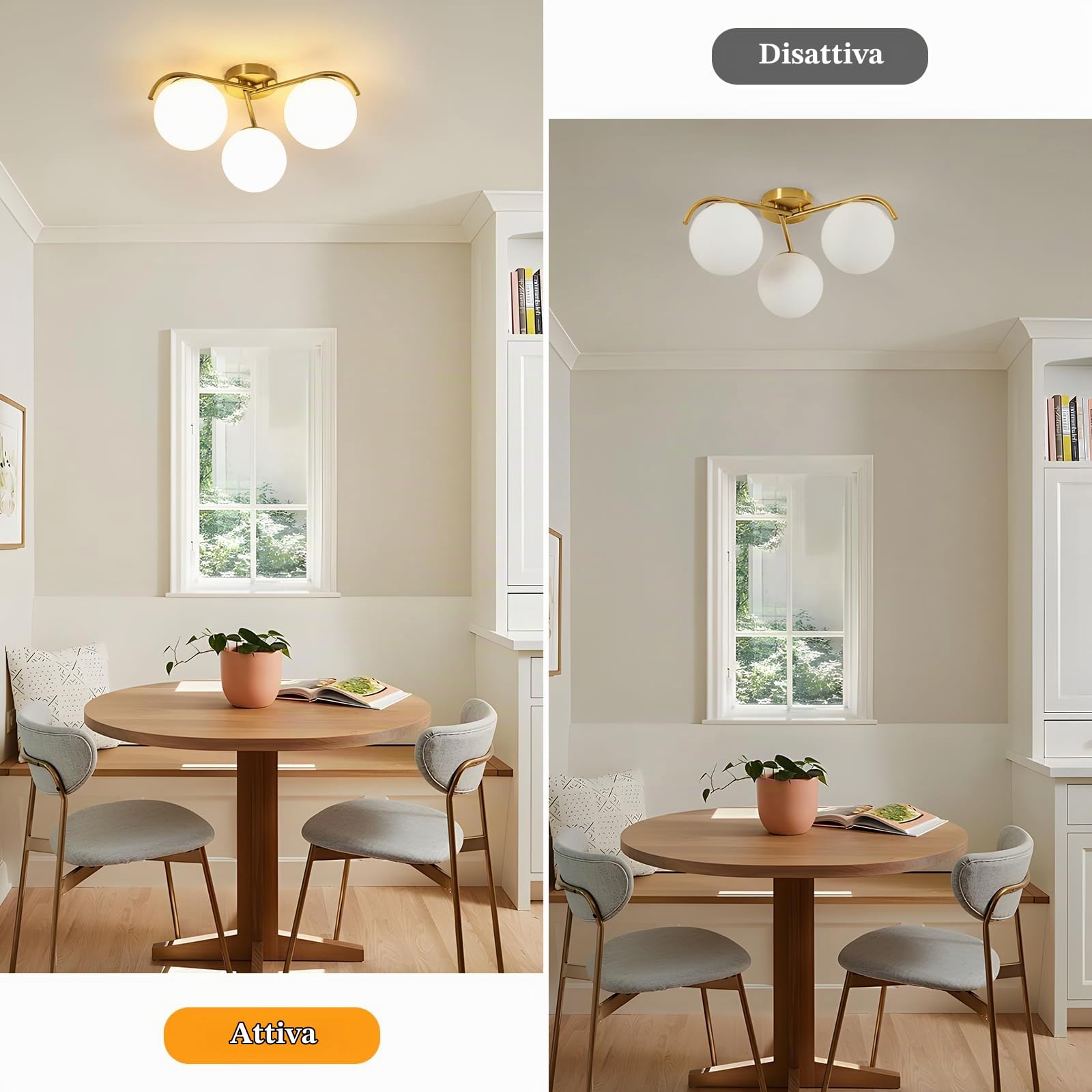 Lampada da Soffitto Oro, E27 Plafoniera da Soffitto a Semi-incasso in Vetro, Metallo Lampadario Moderno per Camera da Letto Soggiorno Cucina Sala da Pranzo Corridoio (Lampadine Escluse)