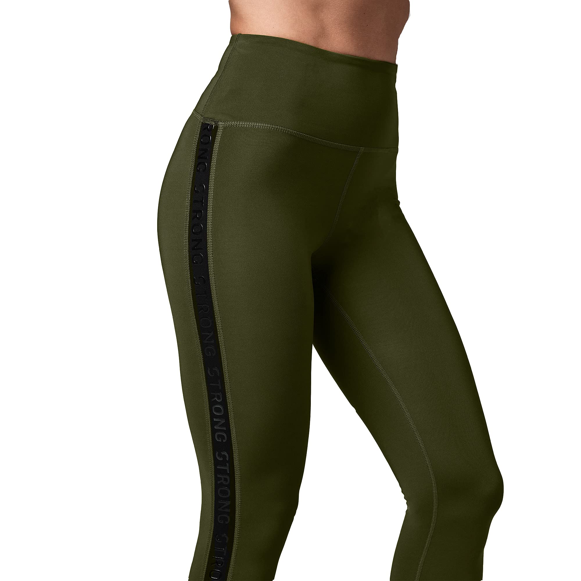 STRONG iD Damskie legginsy do treningu, fitnessu, długość do kostek, wyszczuplające brzuch, legginsy damskie z wysoką talią Moss Essential XS