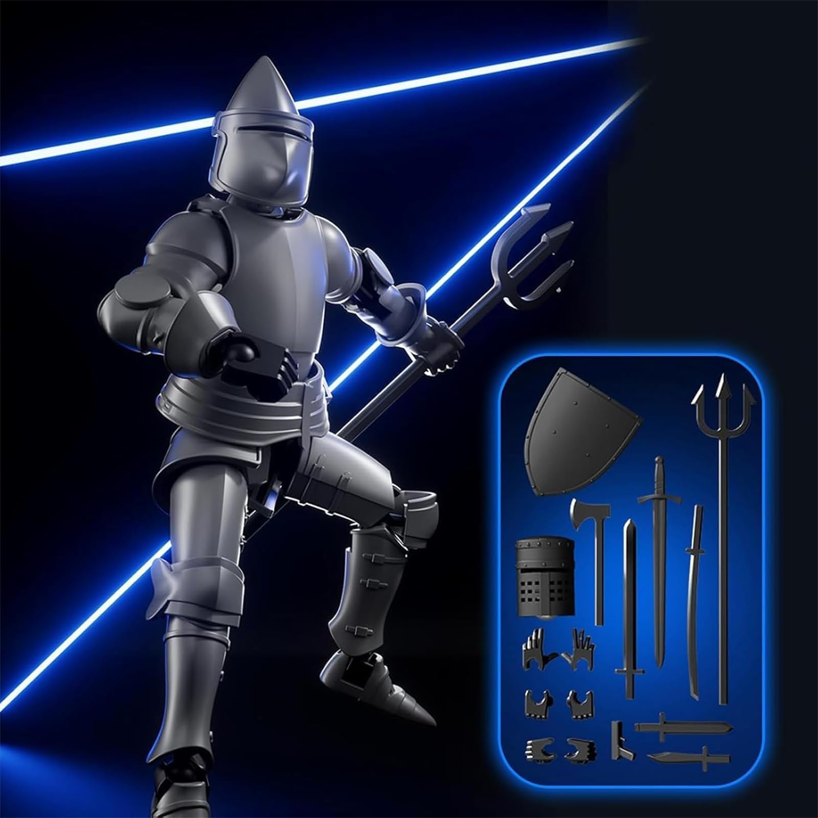 Figura De Acción Medieval Impresa En 3D Con Juntas Flexibles, Caballero Con Armas Y Escudo, Base Desmontable – Ideal Para Coleccionistas