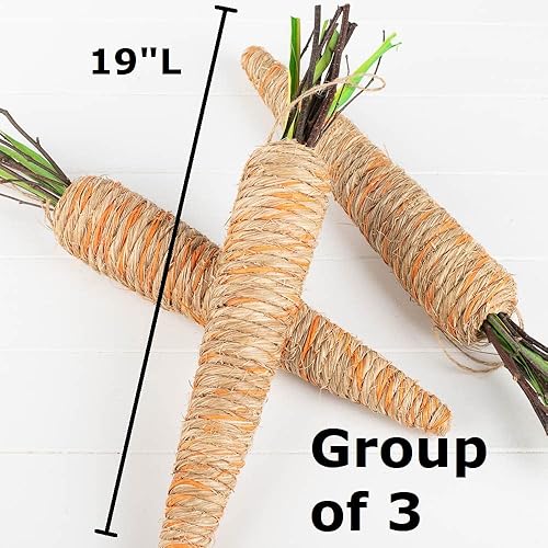 Miniatura 2 de Factory Direct Craft Grupo de 3 zanahorias artificiales colgantes envueltas en yute para decoración de primavera y exhibiciones de Pascua, 19