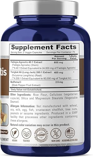 Miniatura 2 de NusaPure Fadogia Agrestis 24,000 mg + Tongkat Ali 80,000 mg - 150 cápsulas vegetales - Sin OMG, fabricado en Estados Unidos, sirve 2 VCaps, BioPerine