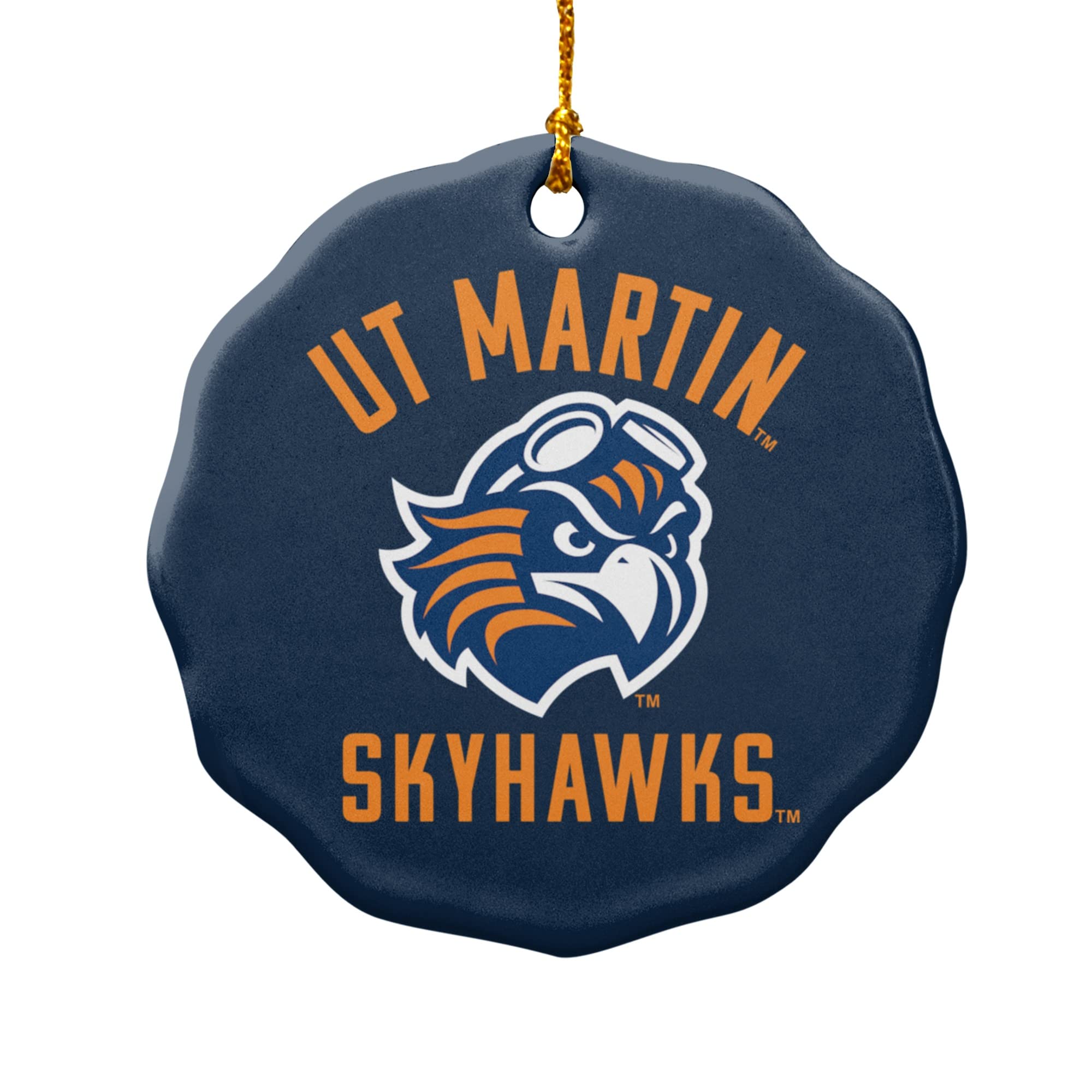 GRAPHICS & MORE University of Tennessee Martin Skyhawks Logo Porcelain Scalloped Holiday Christmas Tree Ornament - 2.8