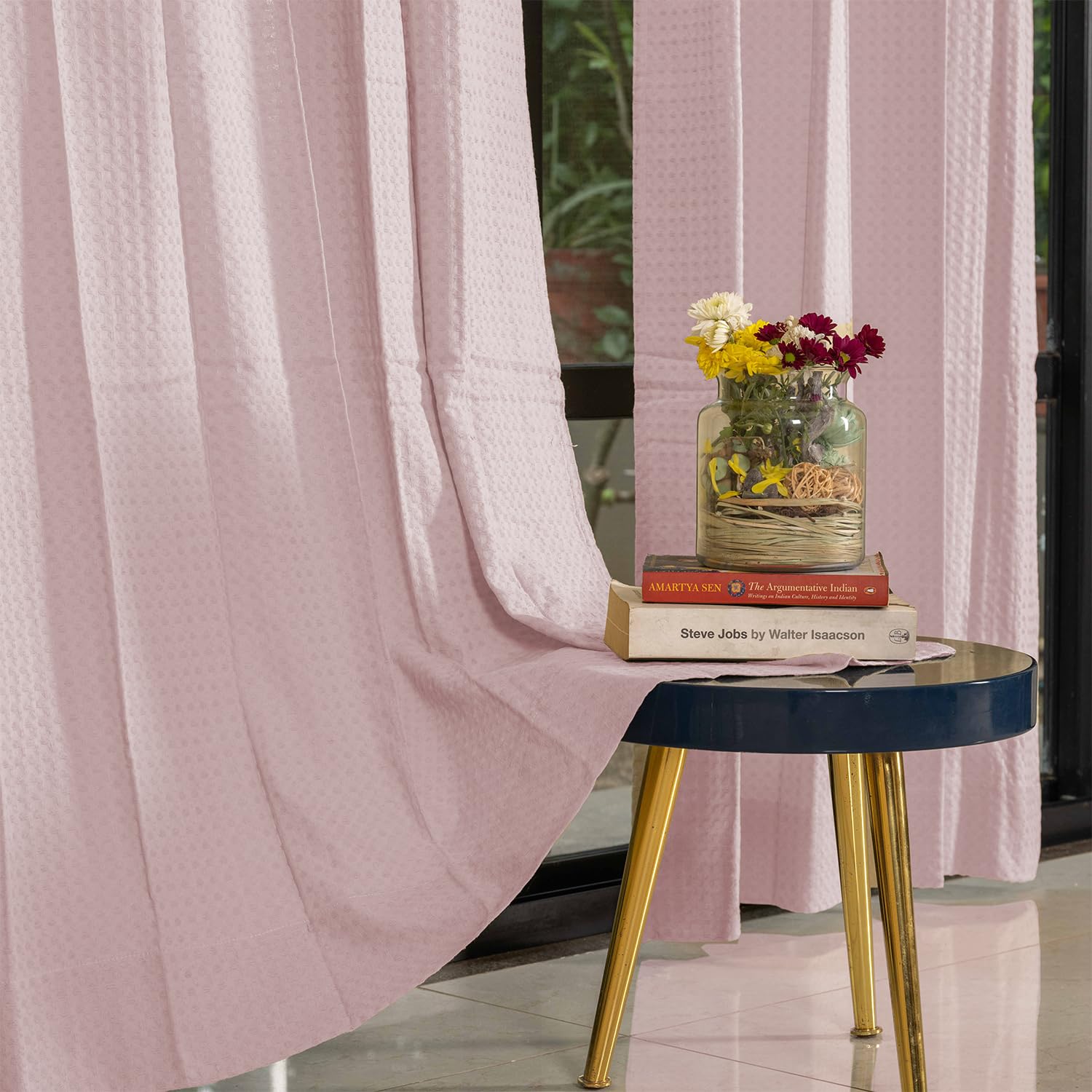 Urban Space 100% Cotton Waffle Weave Curtains for Window, Decorative Curtains 5 feet Long Set of 2, 60-65% Room Darkening Curtain, Tieback & Eyelets Included with Curtains (Mustard, 5 Feet) (B0DG6LFZHZ) Amazon Price History, Amazon Price Tracker