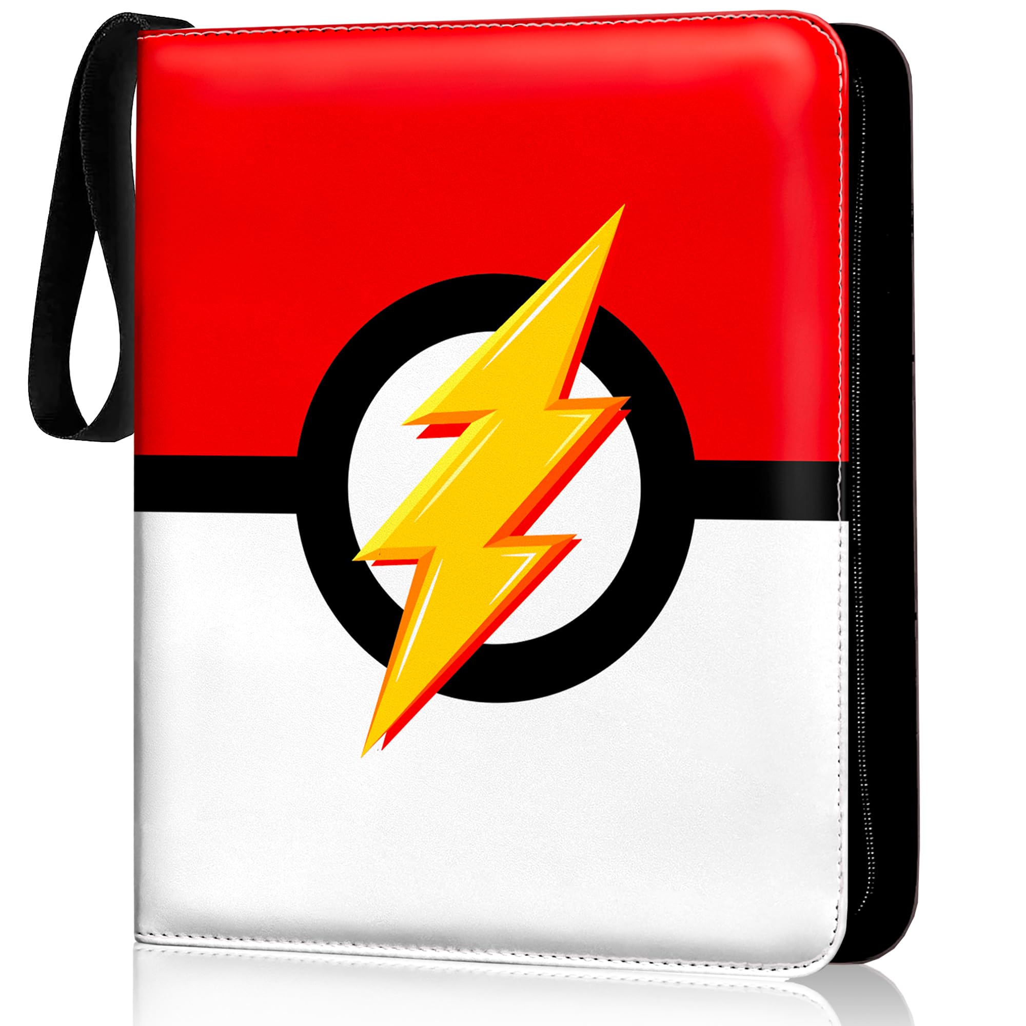 Raccoglitore per carte collezionabili, raccoglitore per carte anime, rosso, bianco e giallo, 50 fogli trasparenti in raccoglitore Tcg, porta carte sportive in pelle PU, carte sportive