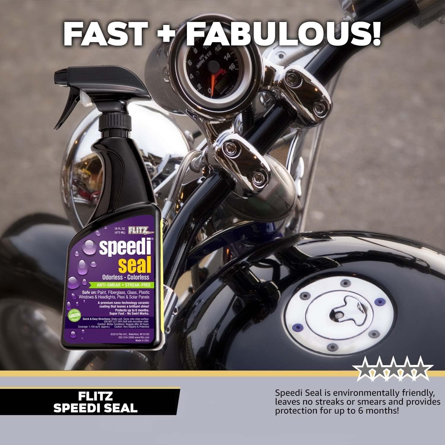 Flitz Speedi Seal - 16oz Bottle of USA-Made Ceramic Coating for Cars to Polish & Protect for Up to 6 Months - Works on Paint, Fiberglass, & More - Streak-Free Ceramic Spray Sealant (6 Pack)