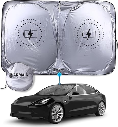 ARMAIN Parasol Tesla Model 3, Y, X y S para parabrisas de automóvil, parasol para todos los modelos Tesla, parasol para parabrisas modelo y modelo