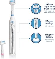 Vista 2 de Cepillo de dientes Sonic original de triple cerda Cepillo de dientes recargable 31.000 VPM Diseño patentado de 3 cabezas Cerdas en ángulo