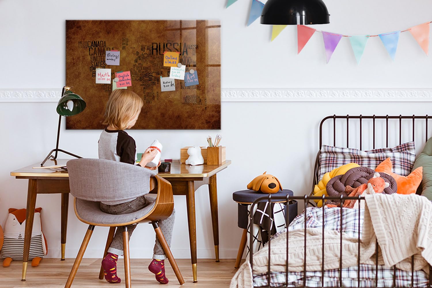 Stilvolle Glas-Magnettafel für Zuhause & Büro | Inkl. Neodym-Magnete, Marker & Schwamm | Whiteboard mit eleganter Glasoberfläche | Ideal für Familienplaner- 100x70 - Länderkarte