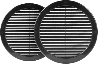 2pack 8" Inch (Grille Dimensions) Black Plastic Round Vent Cover - HVAC Air Return Grille - Built-in Protection Screen - 9.5" Inch (External Dimensions)
