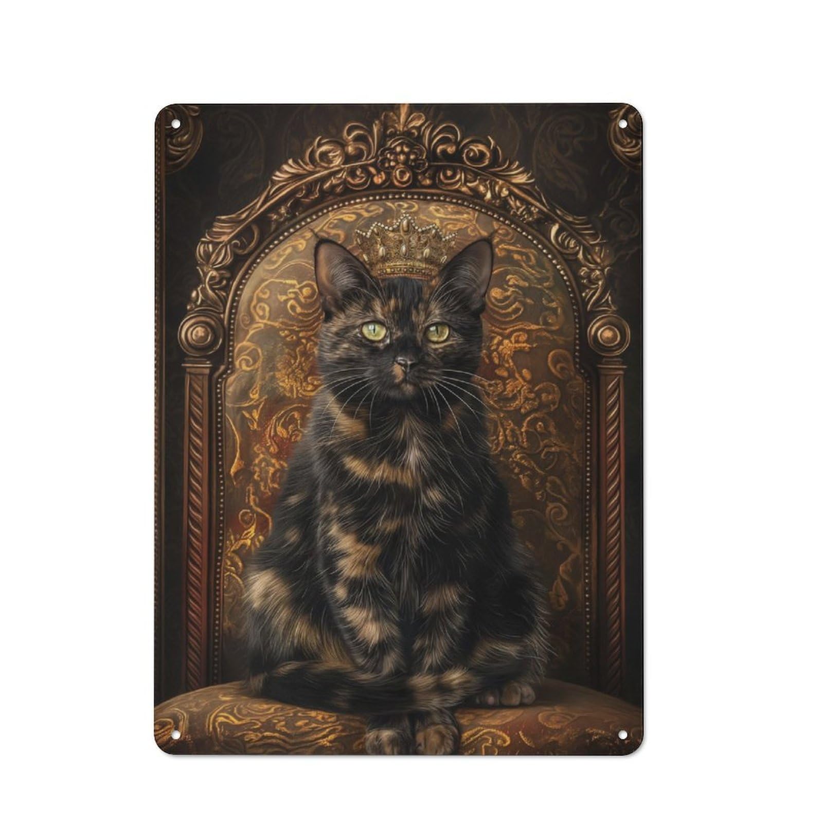 Junmoney Tortoiseshell Cat Crown Th Retro Metal Plaque 40X30cm Featuring For Home Bar Wall, For Room Styling Across Home Bars And Entertaining Spaces