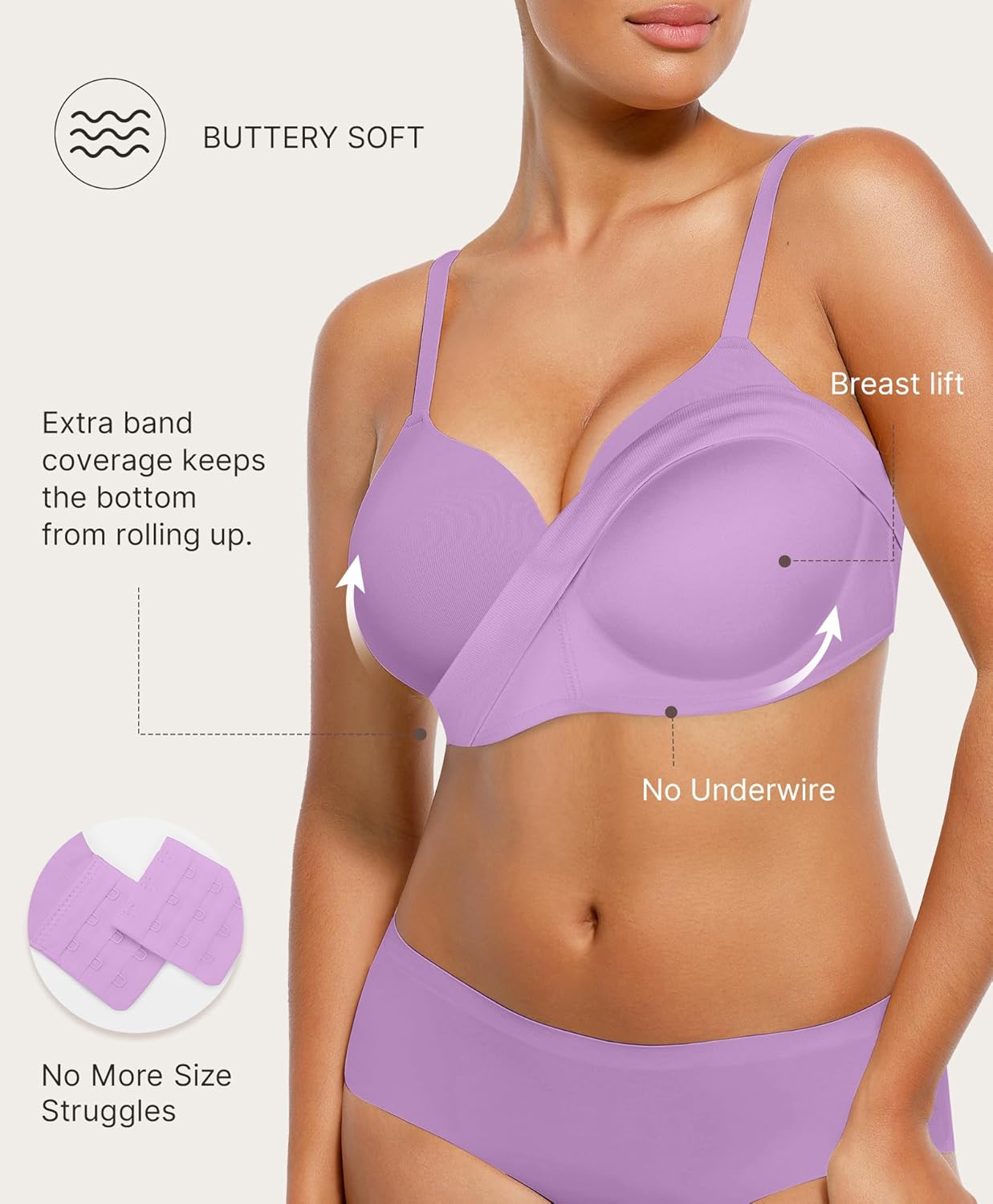 FeelinGirl Wireless Supportive Bra for Women, Seamless Comfort Bralettes No Underwire Full Coverage Everyday Bras - Image 2