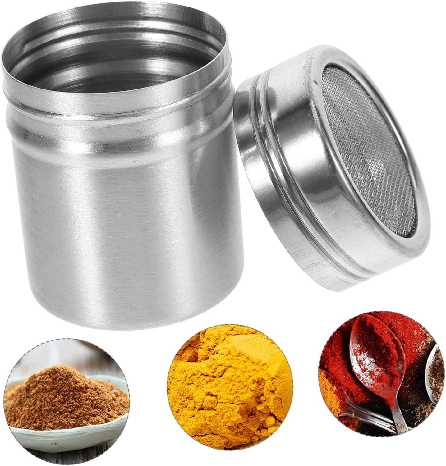 3pcs Stainless Steel Powder Shaker Fine Mesh Dusting Tool for Sugar Cocoa and Pepper for Baking and Cooking Moisture-sealed Design
