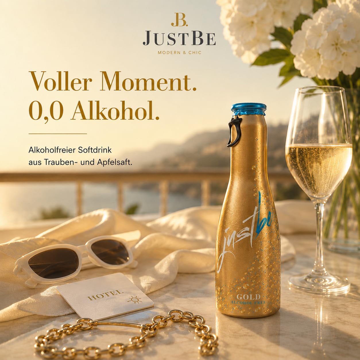 JustBe Gold Alkoholfrei | Piccolo frizzante l Alkoholfreier Gold (24 x 0,2l)
