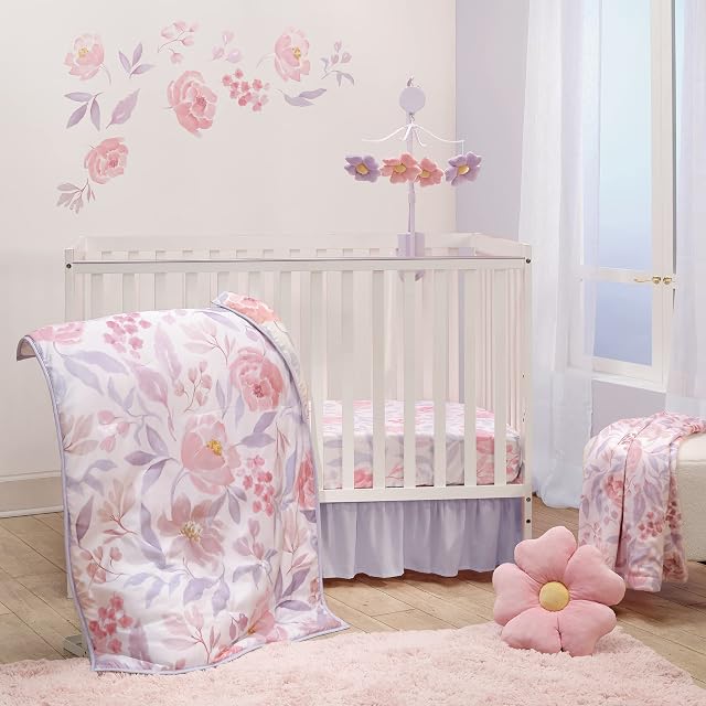 Bedtime Originals Lavande Florale 3-Piece Ensemble de literie pour bébé - Rose/Purple