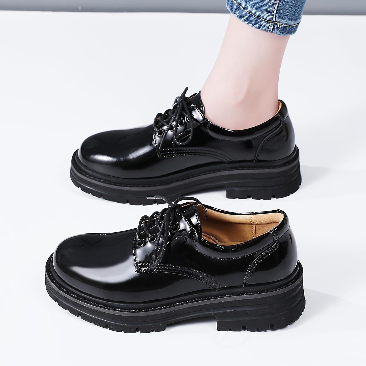 Oxford Shoes for Women Women's Oxford Shoes Platform Oxfords for Women Women's Classic Lace Up Loafers Comfortable Dress Business Casual Work Office Oxfords Shoe for Ladies - Image 8