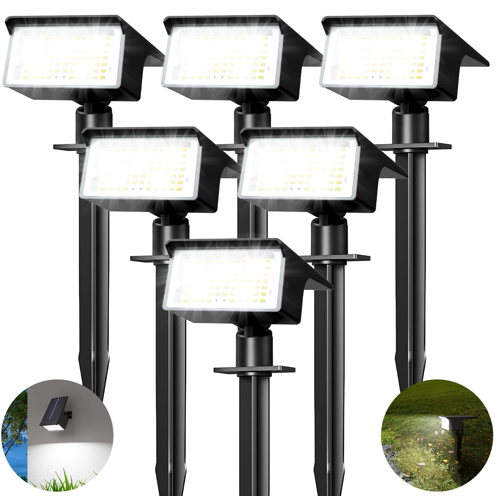 6 Faretti Solari A LED Da Esterno Nipify | 75 LED Ciascuno | 4 Modalità | Impermeabili | Per Giardino E Cortile - Foto 3