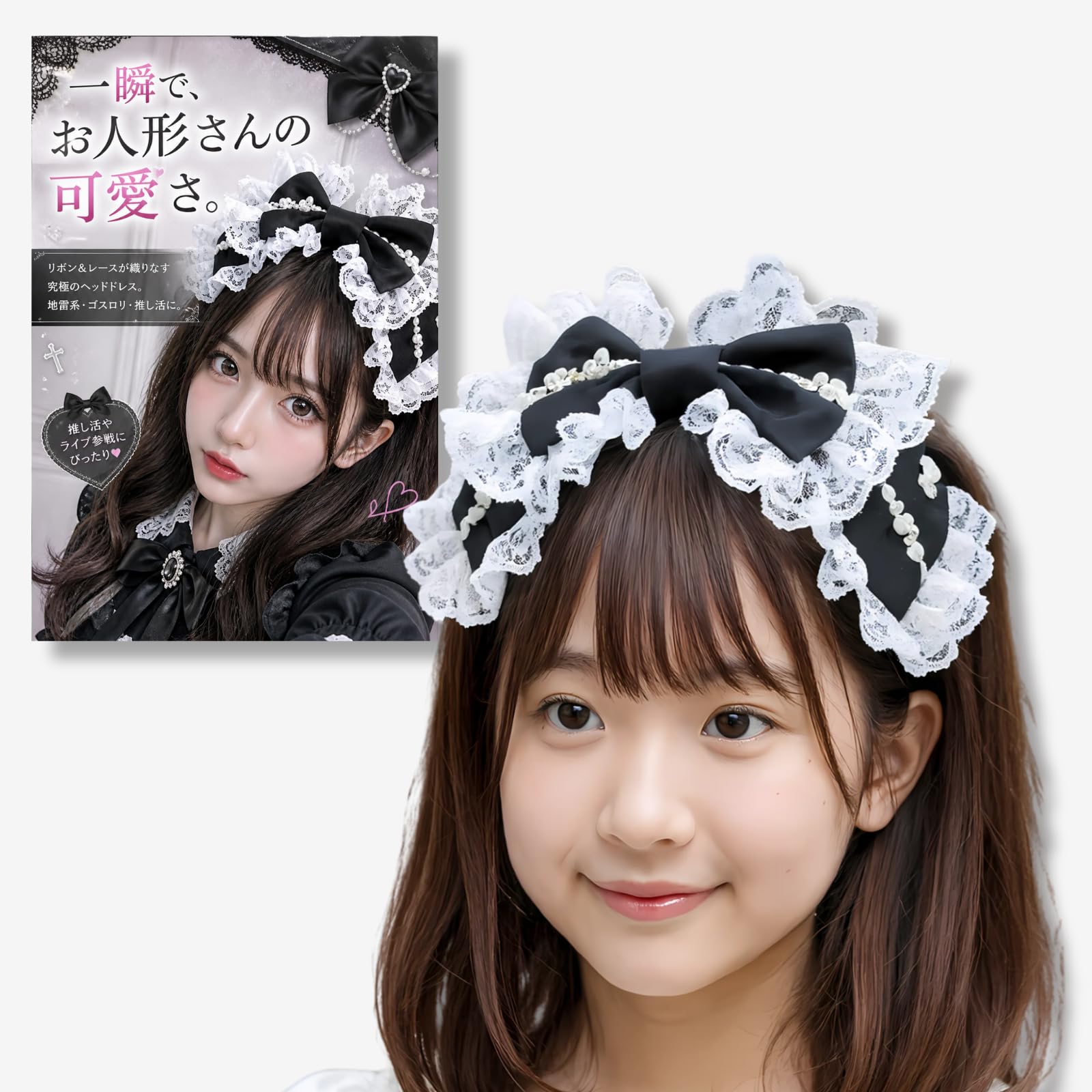 Amazon.co.jp: [YOMO HOUSE] ヘッドドレス 黒 カチューシャ ロリータ