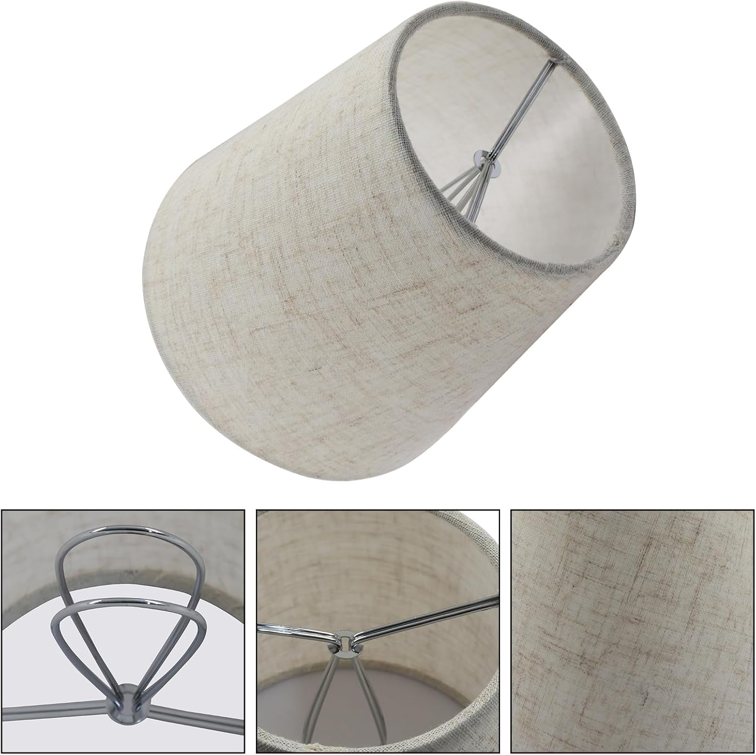 Piutouyar Handmade Chandelier Shades Set of 6, Linen Chandelier Lamp Shades Clip On Small Lamp Shades Replacement(Cross Linen)