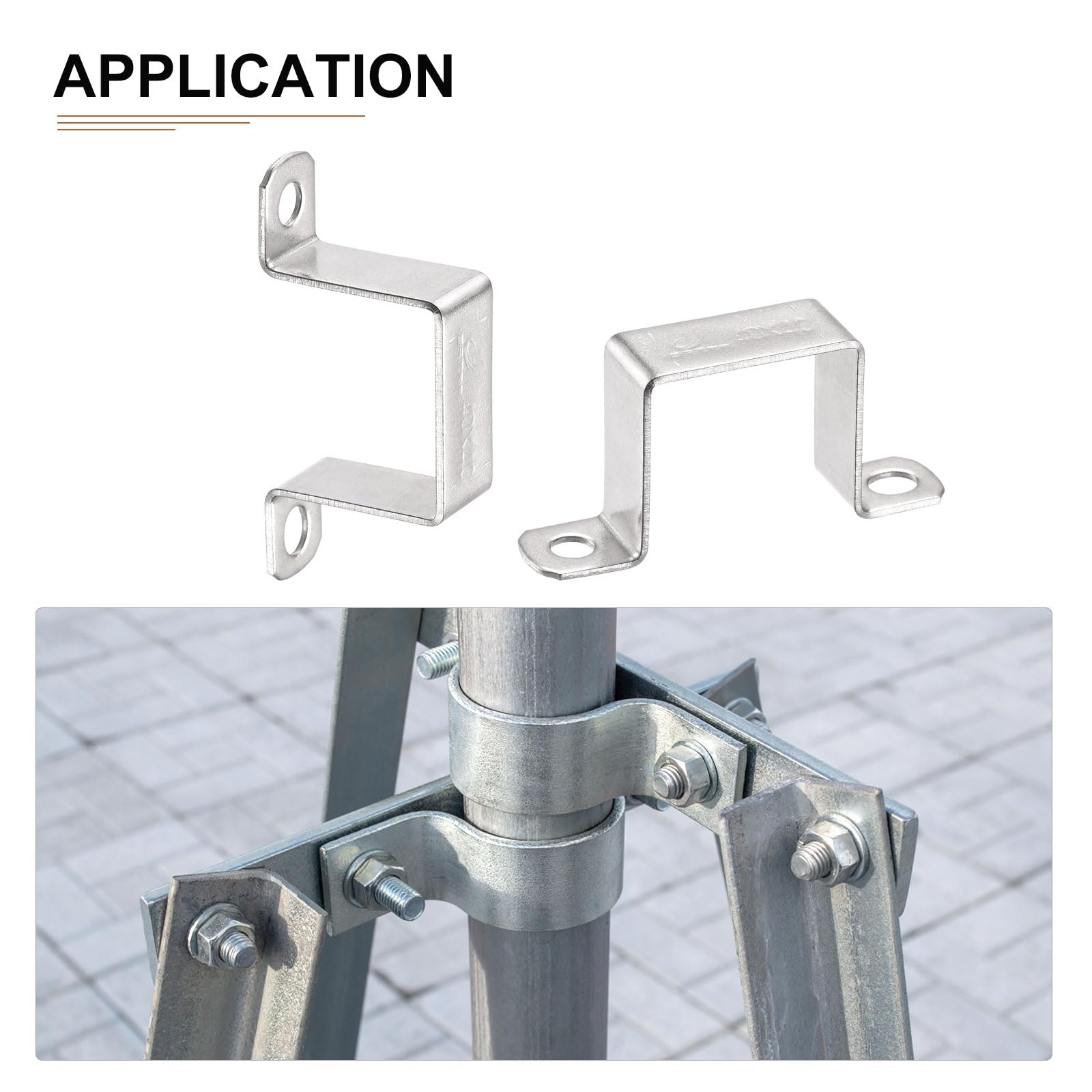 DTGN 38mmx42mm(InnerHxInnerW) U Shaped Strut Connector Bracket - 12Pack - Good for Home Pipe Fixing - 304 Stainless Steel Door Closed Bar Holder - Image 4