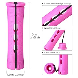 WILLBOND 60 Pcs Short Perm Rods Natural Hair Perm Rods with Elastic Rubber Band Non Slip Plastic Perming Cold Wave Kit for Women Hairdressing Styling Tool(0.75 Inch,Purple)