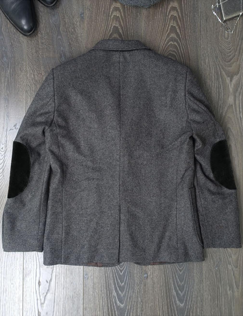 Giacca da uomo marrone con toppa a gomito in tweed blazer sportivo monopetto con risvolto dentellato giacca vintage per gli uomini