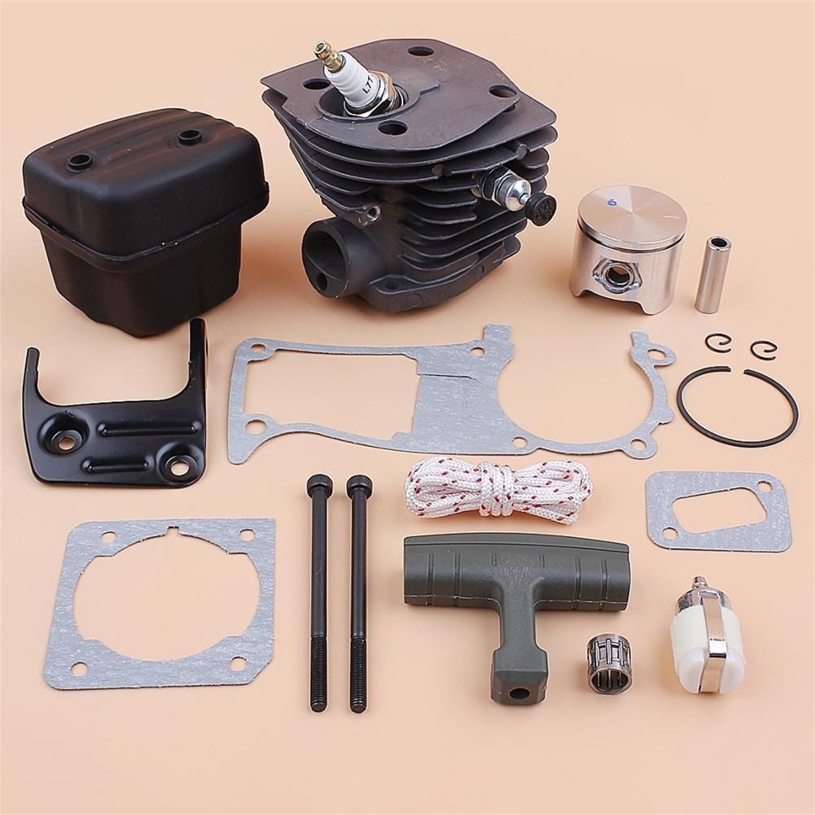 IWBR Silenciador de pistón de cilindro de 44mm, junta de escape, piezas de Motor de válvula aptas for motosierra HUSQVARNA 346 XP 350 351 353