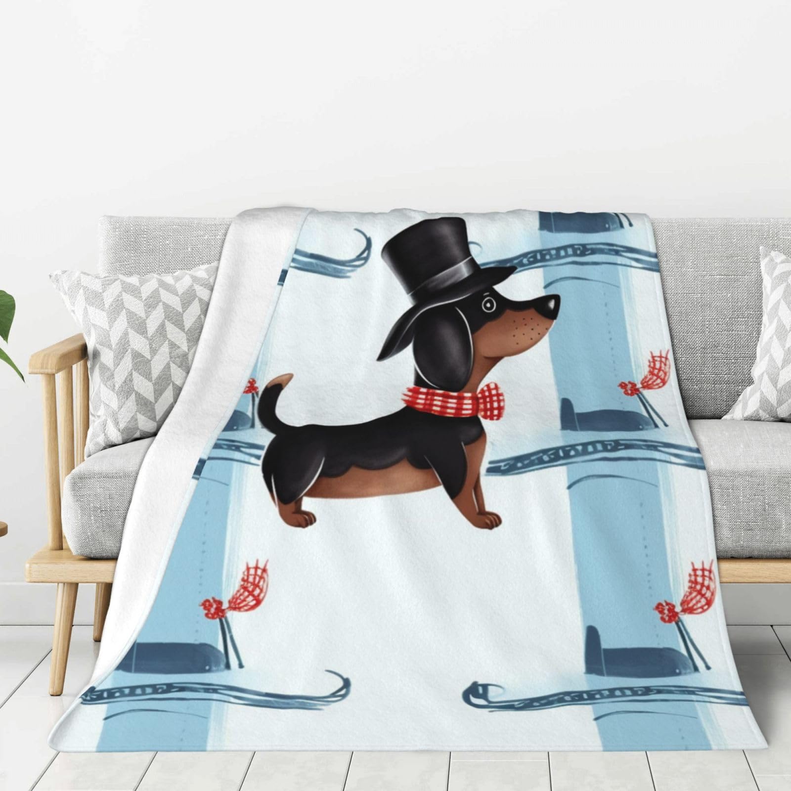 Couverture lavable teckel parisien plaid léger anti-froid toutes saisons
