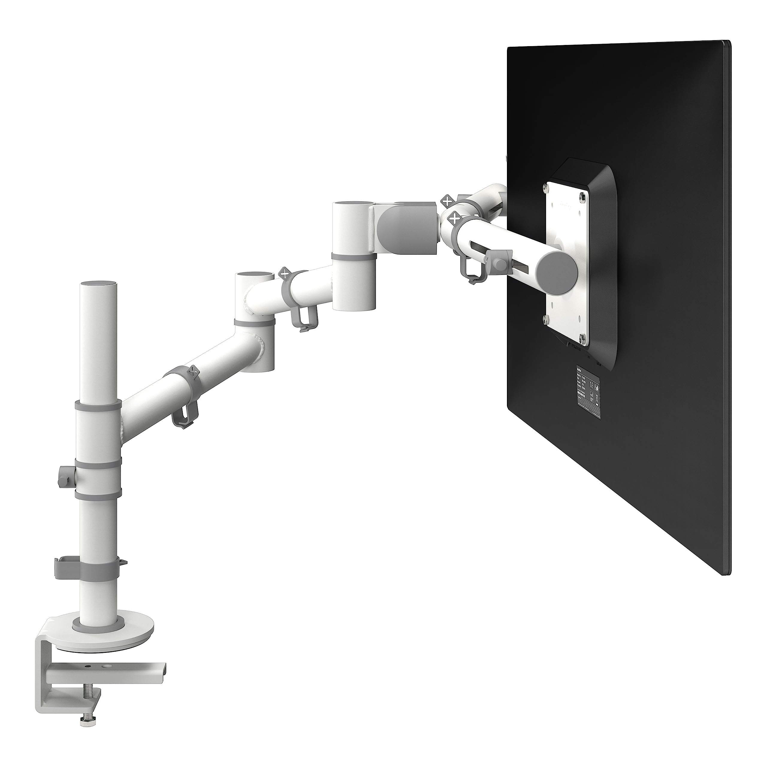 Dataflex Viewgo Monitorarm - Schreibtisch 130 Weiß, Platzsparender ergonomischer Monitorhalterung für 2 Bildschirme, 210mm Höhenverstellung, Max. 4kg pro Monitor, Unterstützt Hoch- und Querformat, Einfache Installation | Doppelarm für 2 Monitore, weiß