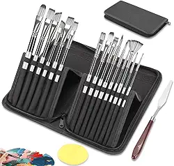 15 Peças, Pincel para Aquarela, Pincel Aquarela, Pincel, Kit Pincel Pintura, com Raspador, Bolsa de Armazenamento, Pinceis para Tinta Acrilica, Kit Pinceis Pintura, Pinceis
