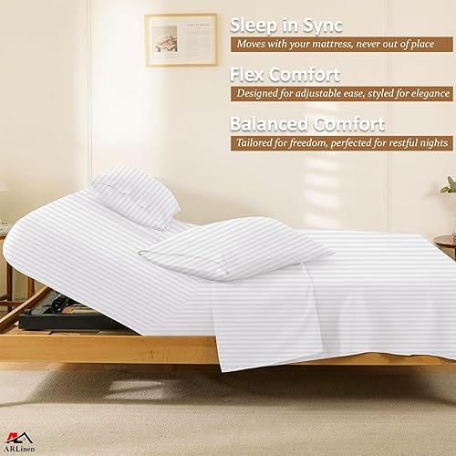 Miniatura 4 de Flex Head - Juego de sábanas de algodón egipcio dividido de 4 piezas para camas ajustables, se adapta a colchones de hasta 16 pulgadas de
