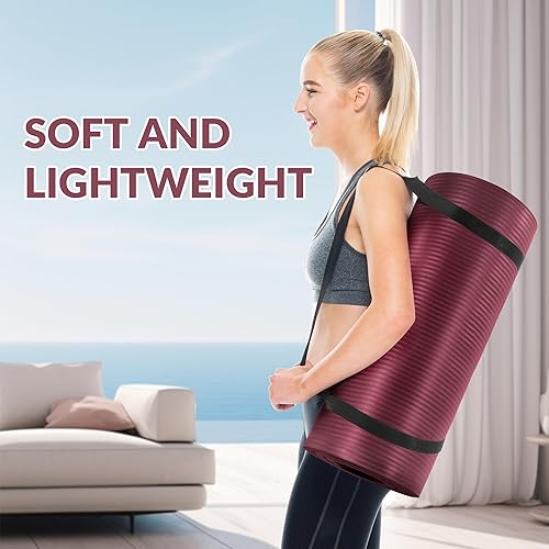 Miniatura 4 de BalanceFrom 1-Inch Premium Yoga Mat,High-Density NBR Foam,1 Inch Thick Yoga Mat for Superior Cushioning and Joint Protection,Non-Slip for