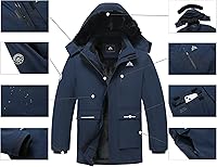 Vista 5 de MOERDENG - Chaqueta de esquí para mujer, resistente al agua, abrigo de invierno para nieve, cortavientos de montaña, con capucha