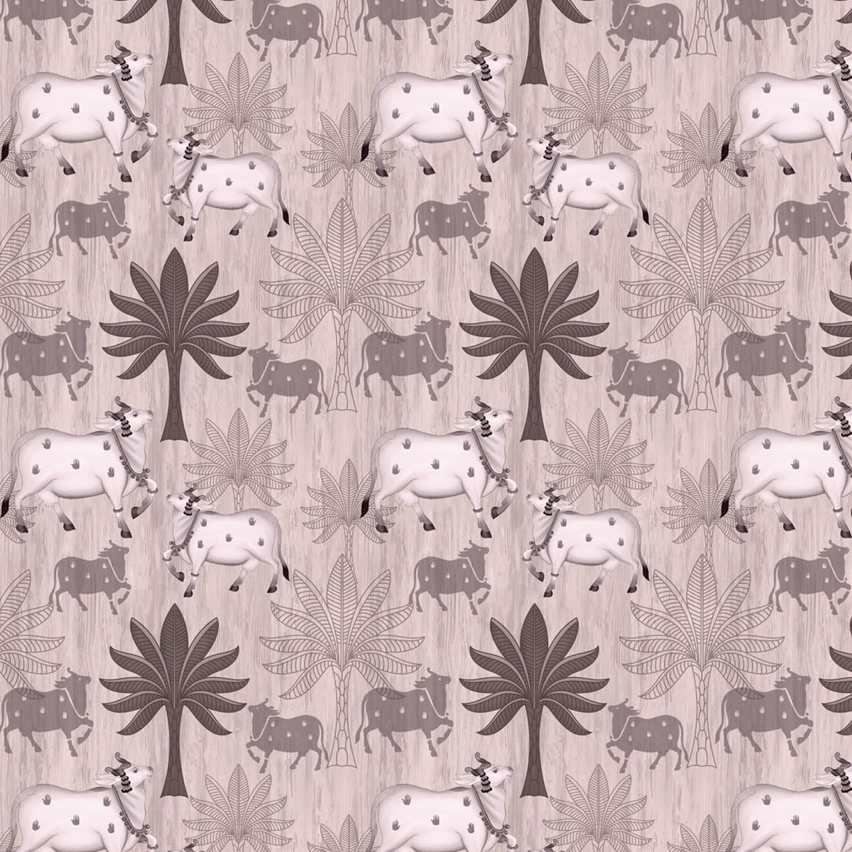 DWELLSINDIA Brown Pichwai Cow Wallpaper for Pooja Room, Mandir & Temple Wall Decoration | Self Adhesive Peel & Stick, Thick Textured Premium Paper | Waterproof, Scratch Resistant | 41 x 244 cm