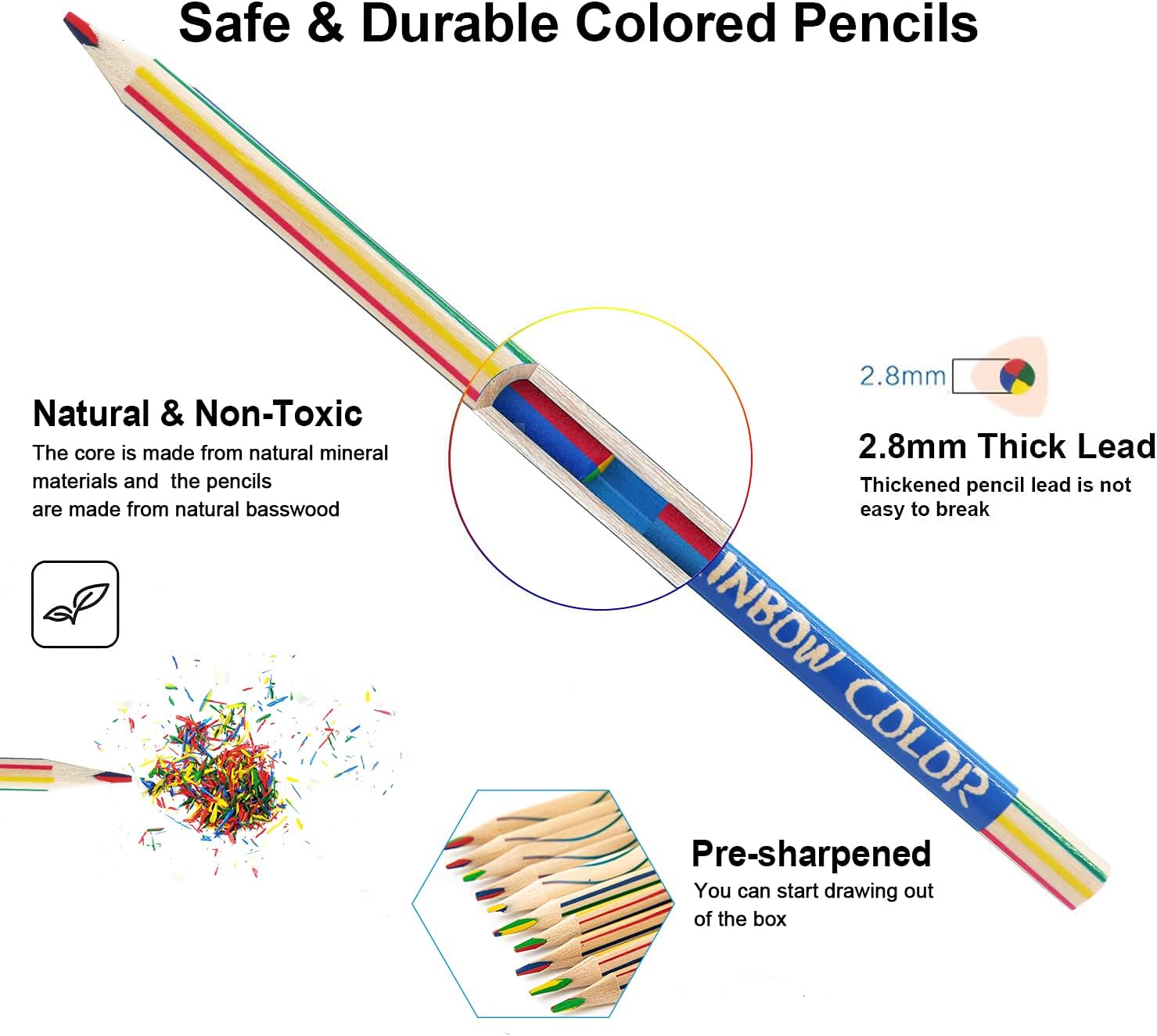 Showvigor Wooden Colored Pencils for Kids with 3 Pencil Sharpeners, 30 Pcs Rainbow Pencils,4 in 1 Color Pencil Set with Assorted Colors for Coloring, Sketching Pencils for Drawing Gifts for Students : Everything Else