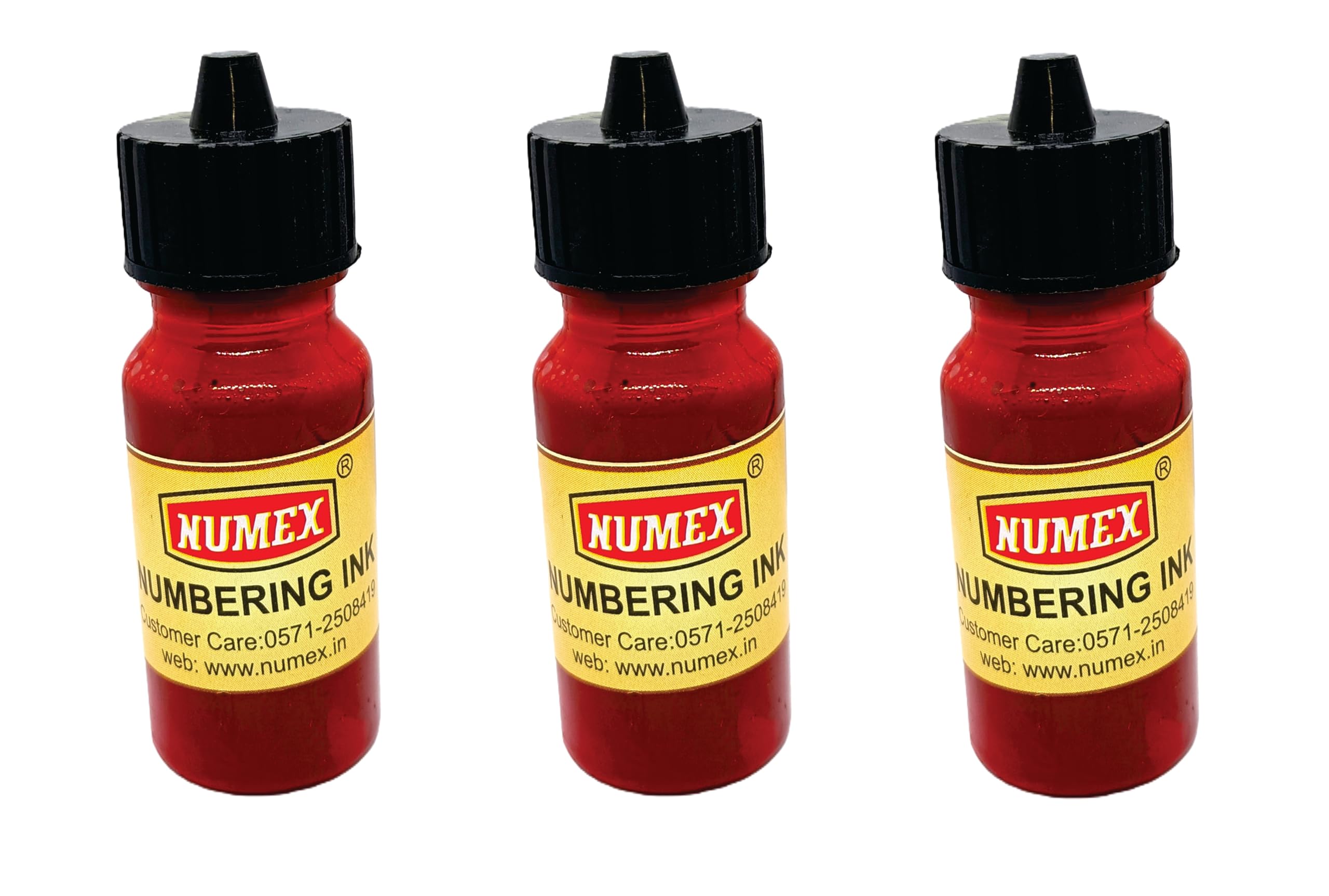 NUMEX (Red Ink) (Bill Book) Heavy Duty Super Fast Automatic 6 Digit numbering (Numerator) Machine Red Ink 30ml Pack of 3