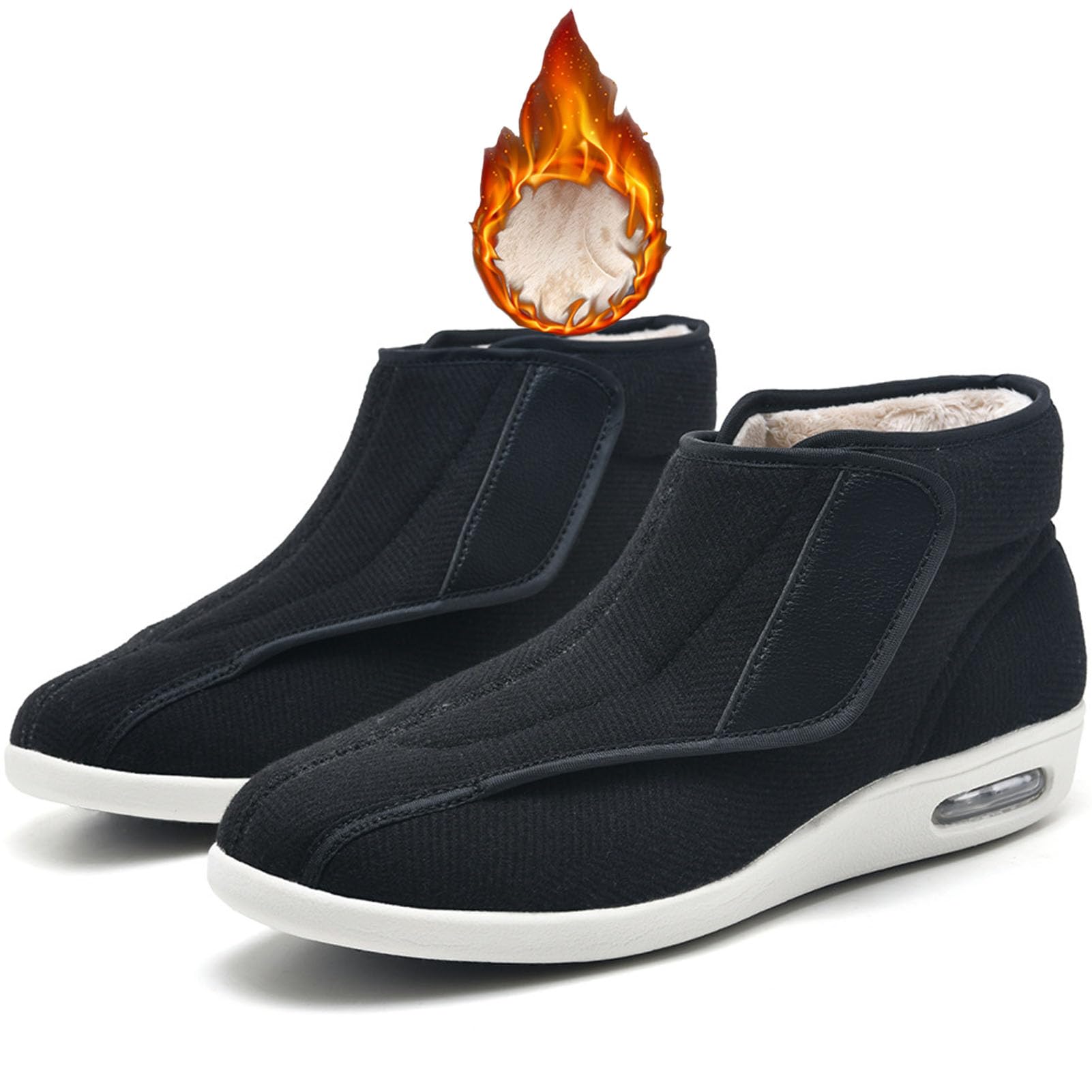 Anziani Scarpe Diabetiche per Uomo Donna Scarpe Ortopediche Slip-on Chiusura Regolabile Scarpe da Passeggio con Sostegno dell'Arco Plantare per Piedi Gonfi Black B EU 40(26cm/10.2in)