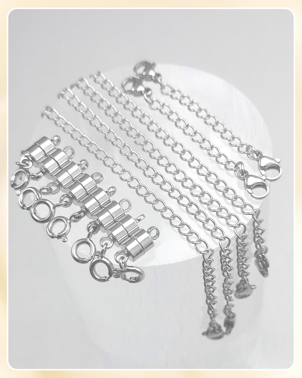 Necklace Extender and Magnetic Necklace Clasp, Magnetic Clasps for Bracelet Extenders Sliver Chain Extension for Jewelry Repair Kit - Image 3