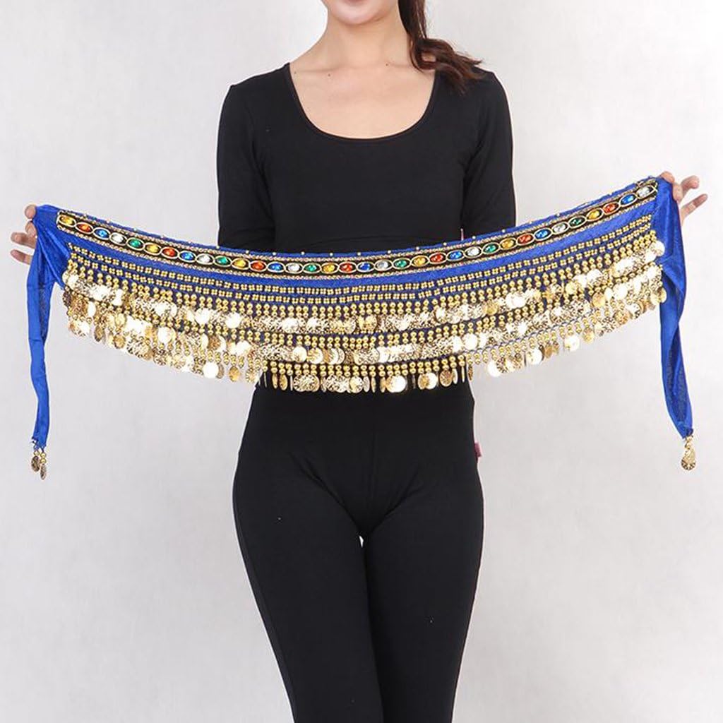 MUNAFIE Belly Dance Hip Scarf Belly Dancing Multi-Row Coin Noisy Belt Skirt - Image 2